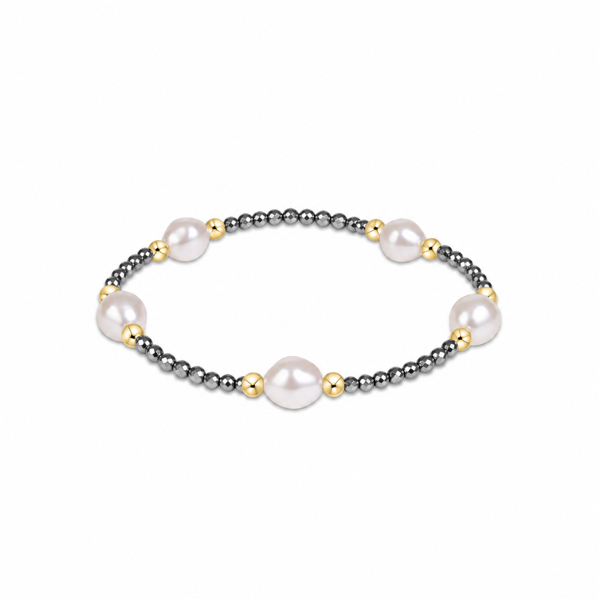 Purpose Admire Pearl 8mm Silver Faceted Hematite Bracelet