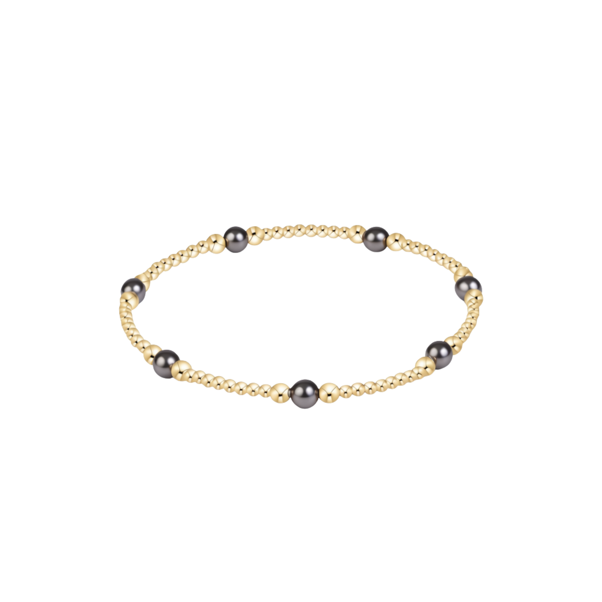 Purpose Pearl Dark Grey 4mm Gold Bracelet