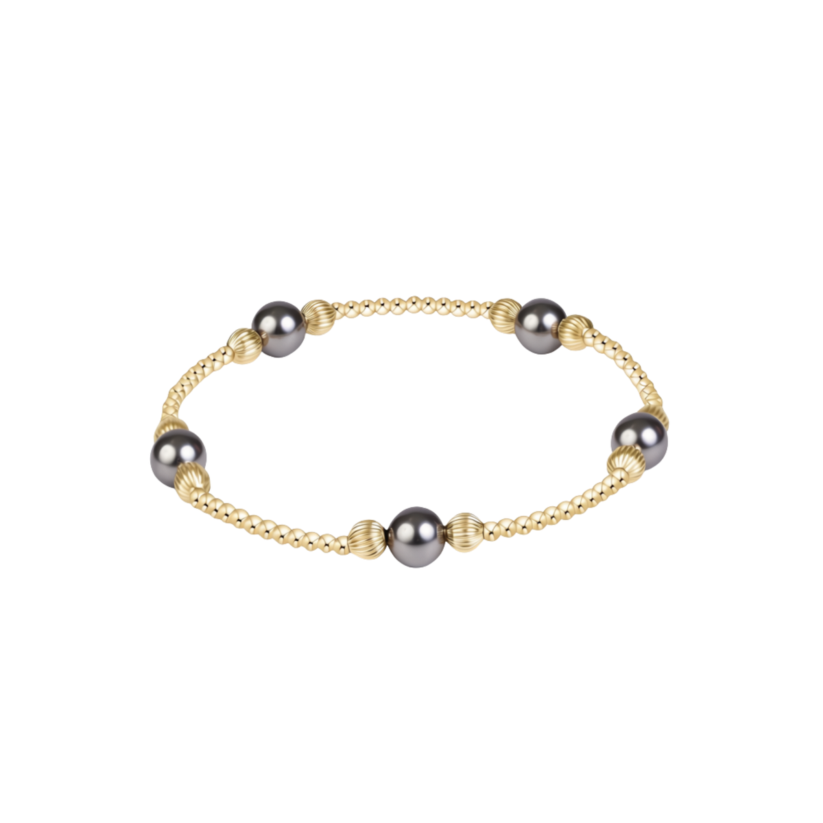 Purpose Pearl Dark Grey 6mm Dignity Gold Bracelet