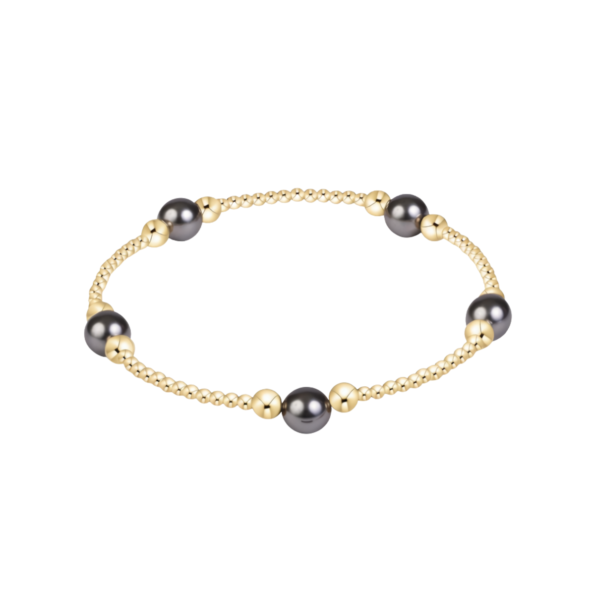 Purpose Pearl Dark Grey 6mm Gold Bracelet