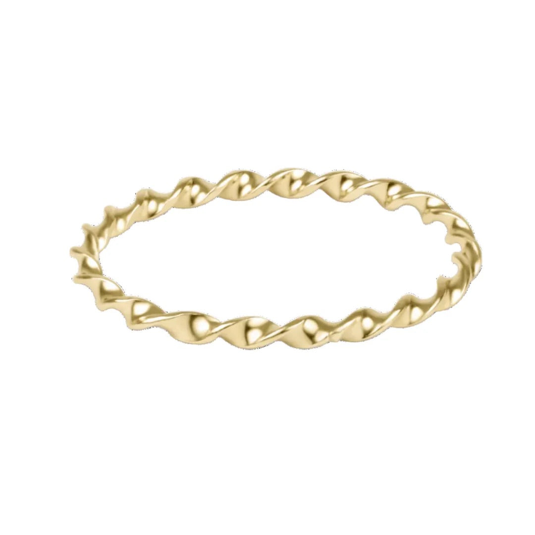 Classic Gold Twisted Thin Band Ring - Size 6