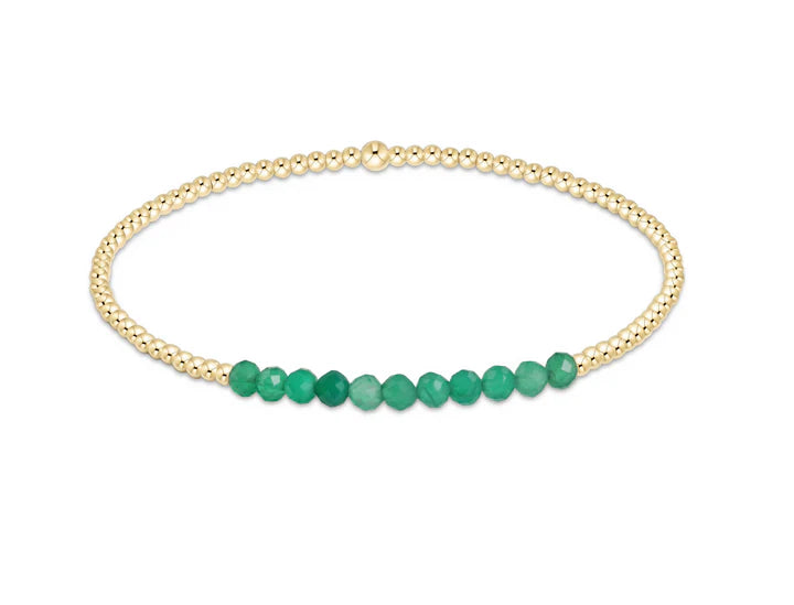 Bliss Gold 2mm Bracelet - Green Onyx