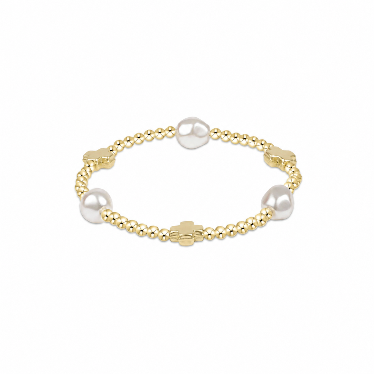 Signature Cross Gold & Admire Pearl 3mm Gold Bracelet