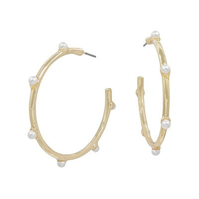 Travis Earrings - Gold Pearl