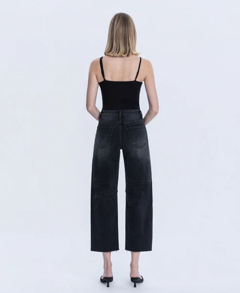 Kate Super High Rise Barrel Jean - Black