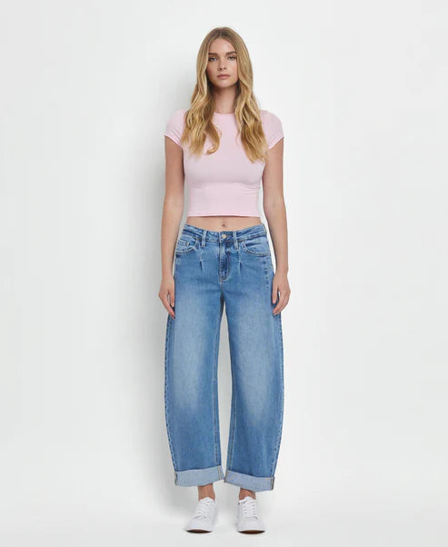 Kate Wind Snap Super High Rise Cuffed Barrel Jean
