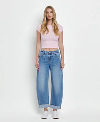 Kate Wind Snap Super High Rise Cuffed Barrel Jean