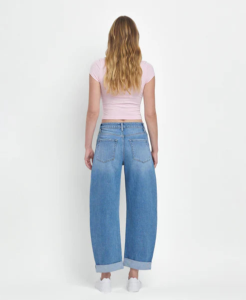 Kate Wind Snap Super High Rise Cuffed Barrel Jean