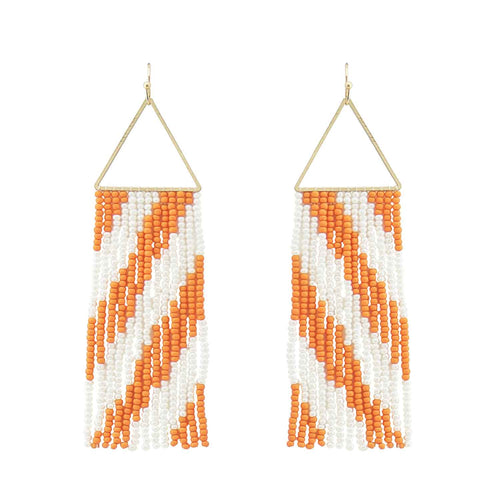 Woody Earrings - Orange White