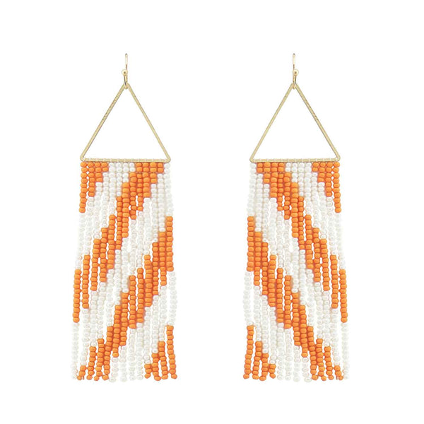 Woody Earrings - Orange White