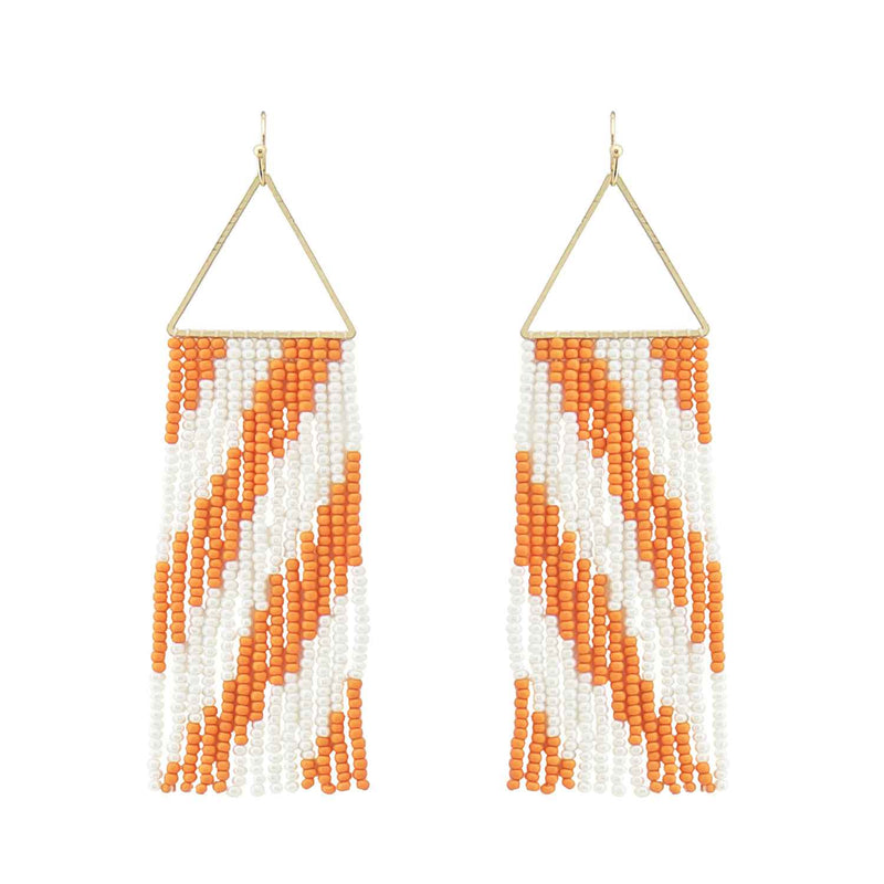 Woody Earrings - Orange White