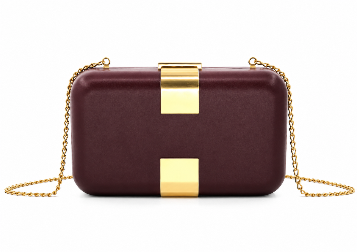 The Atenas Chain Clutch - Burgundy