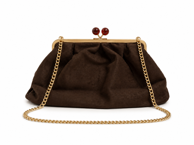 The Fall Suede Clutch - Chocolate