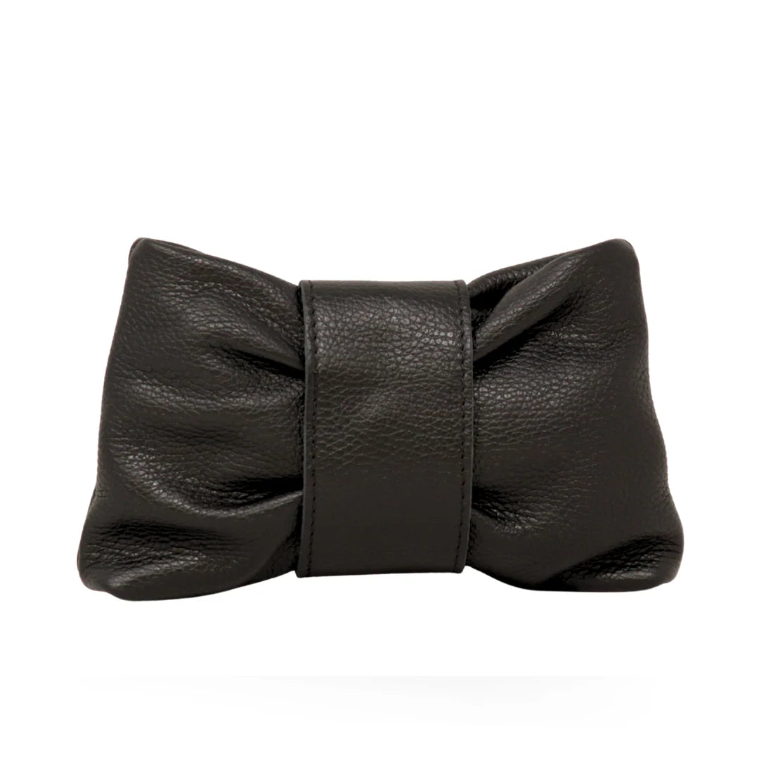 German Fuentes Leather Clutch with 2 chains- Black