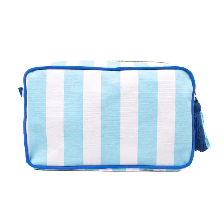 Megan Cosmetic Bag - White & Blue