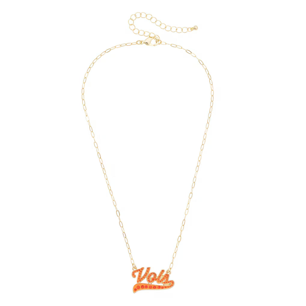Tennessee Vols Pave Outline Necklace