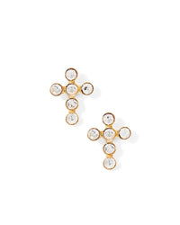 Clara Cross Gold Sparkle Screwback Stud Earrings