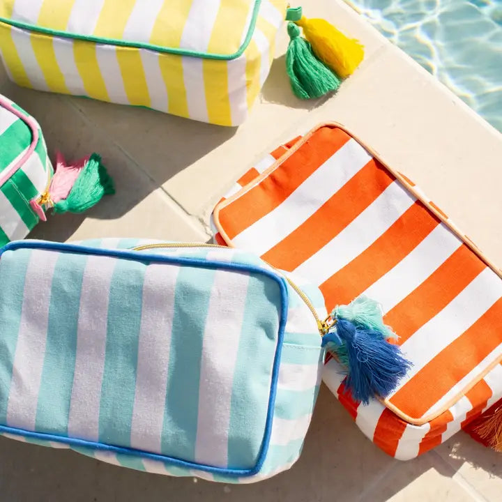 Megan Cosmetic Bag - White & Orange