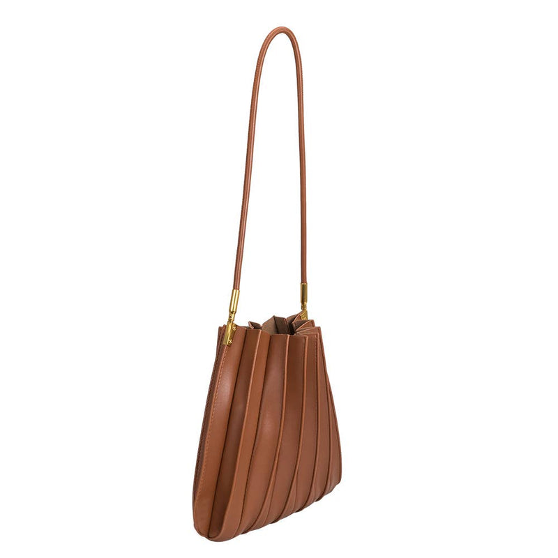 Carrie Saddle Pleated Vegan Shoulder Bag