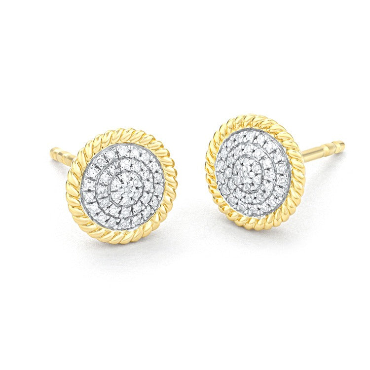 Gold Circle Rope Stud Earrings
