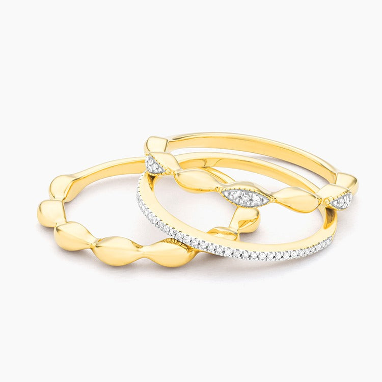 Gold Size 7 Shiny Three Stack Ring