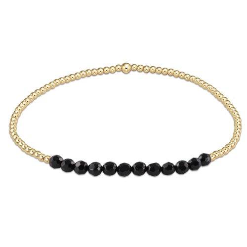 Bliss Gold 2mm Bracelet - Faceted Onyx