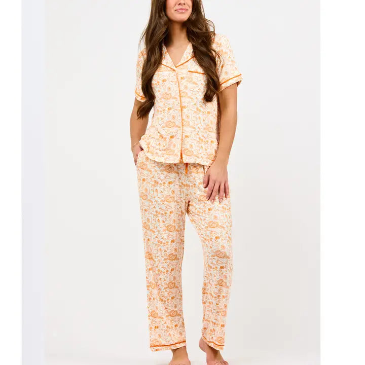 Charlotte SSLP Team Toile Pajama - Orange