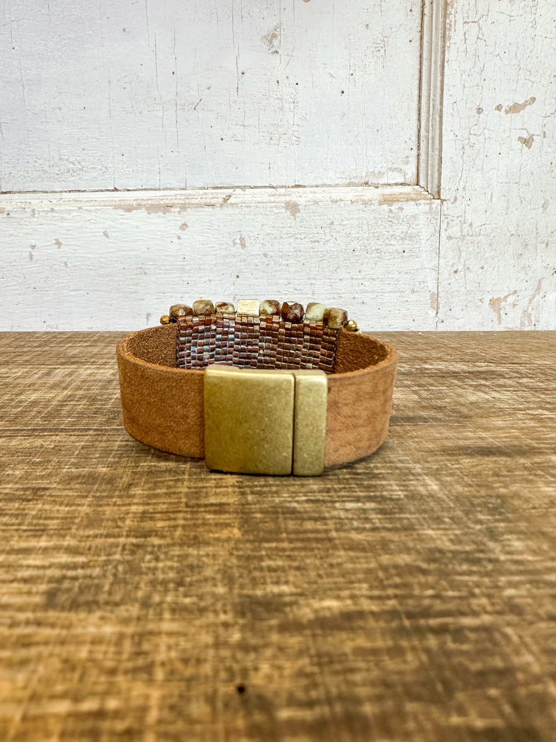 Green Garnet Leather Bracelet