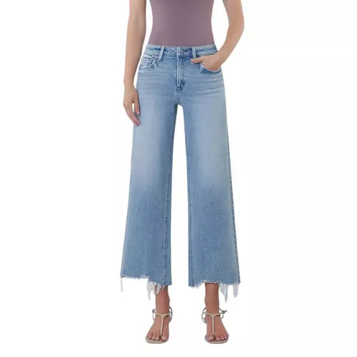 The Emma High Rise Distressed Wide Leg Jean