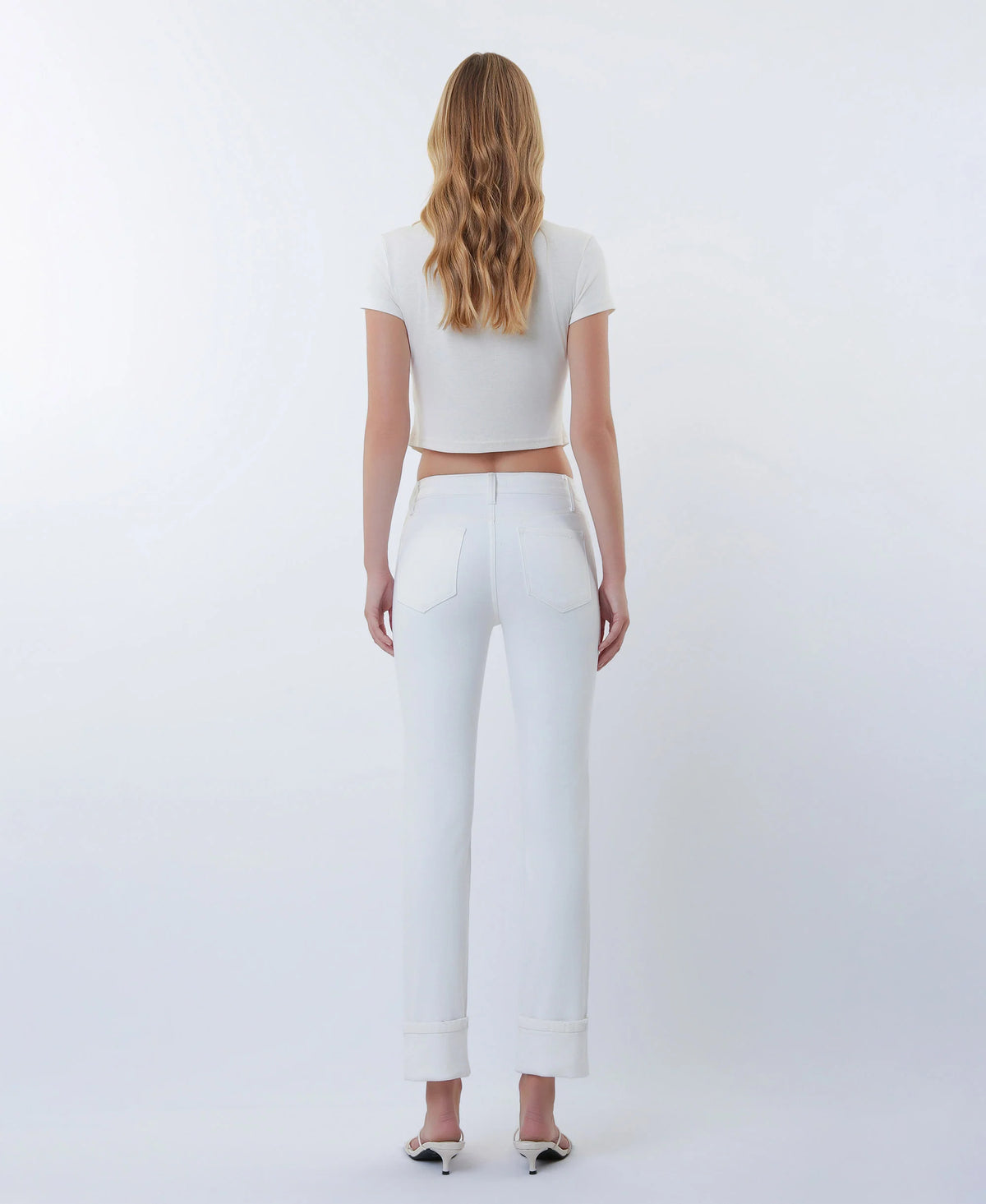 The Jill Mid Rise Crop Slim Straight Jean - White
