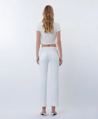 The Jill Mid Rise Crop Slim Straight Jean - White