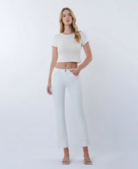 The Jill Mid Rise Crop Slim Straight Jean - White
