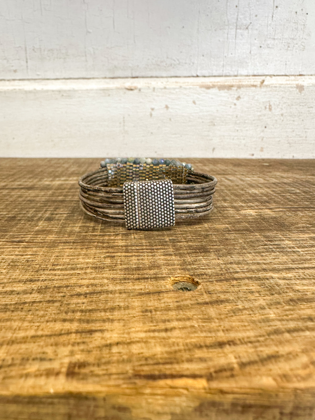 Handstitched Kyanite Leather Bracelet