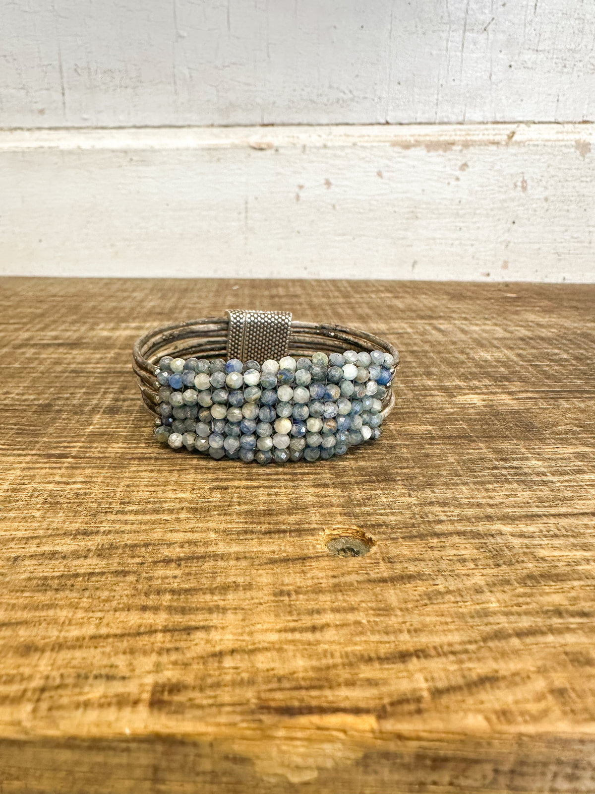 Handstitched Kyanite Leather Bracelet