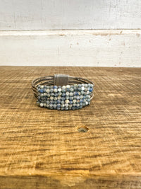 Handstitched Kyanite Leather Bracelet