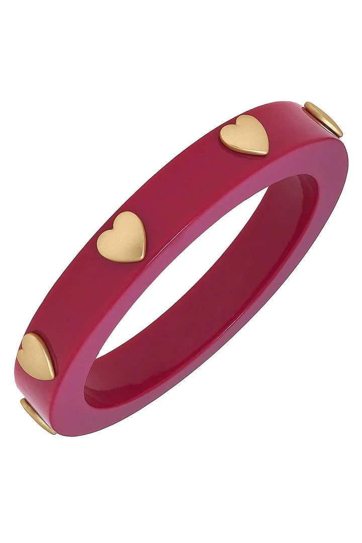 Libby Heart Resin Bangle - Fuchsia