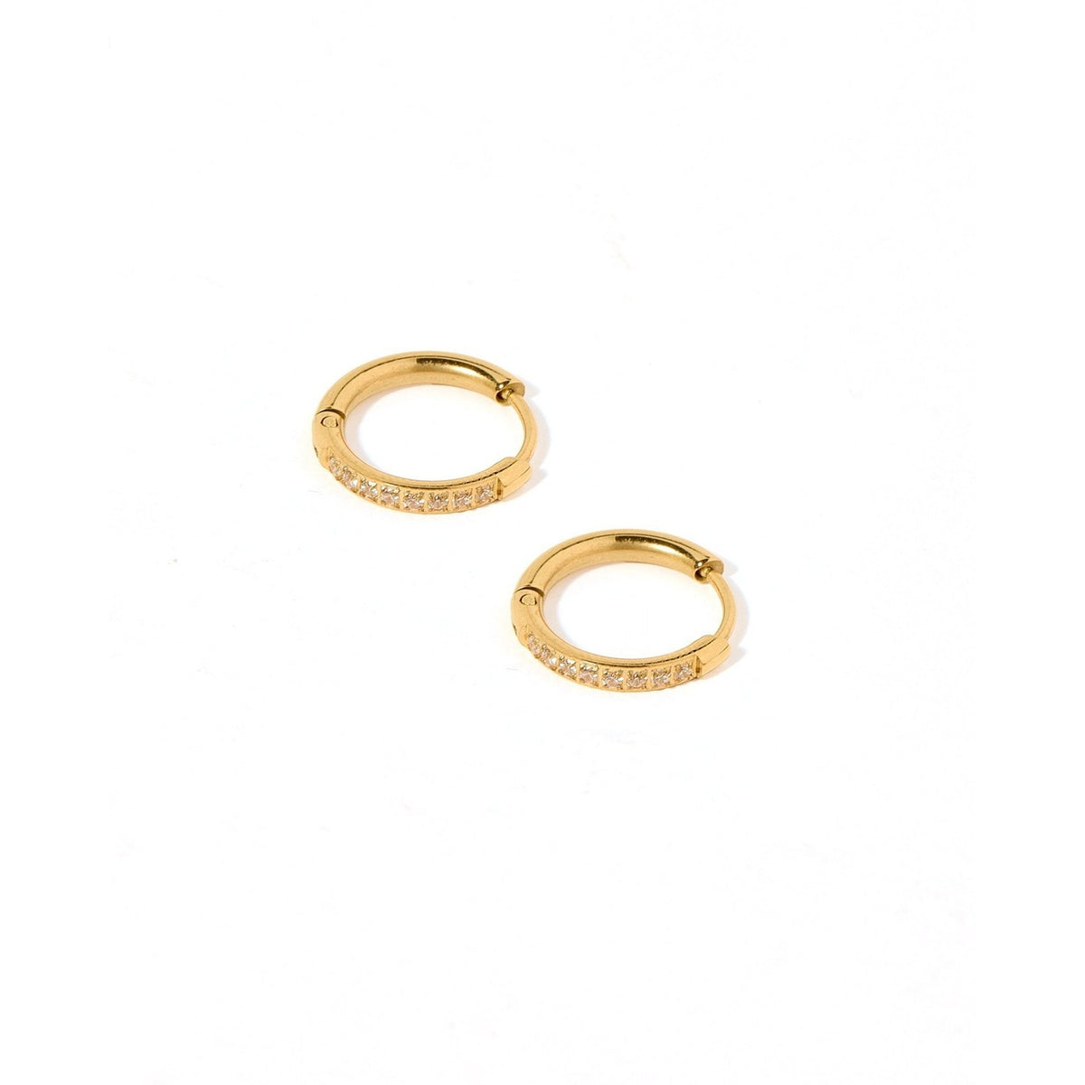 Huggie Earrings - Scarlett Hoop Gold 12mm CZ