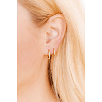 Huggie Earrings - Scarlett Hoop Gold 12mm CZ