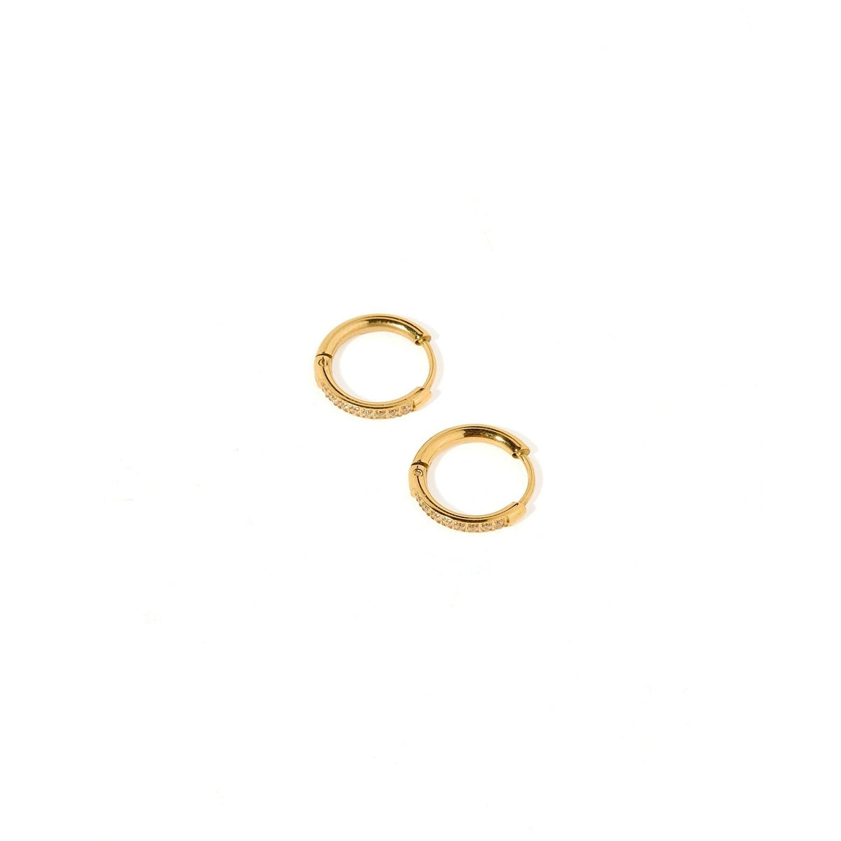 Huggie Earrings - Scarlett Hoop Gold 12mm CZ