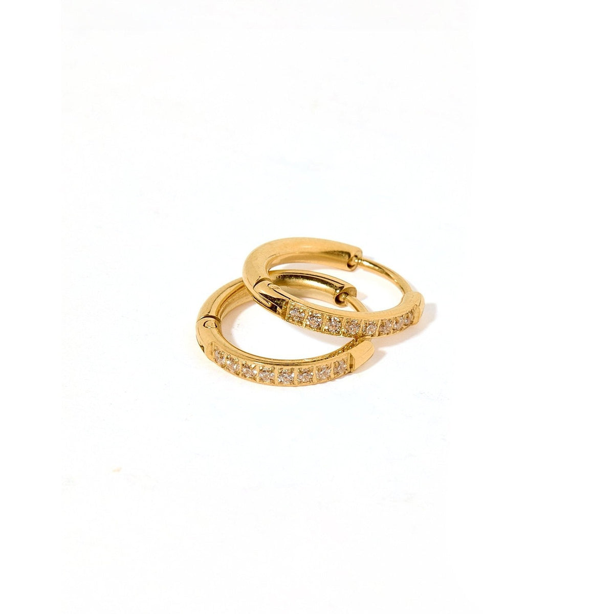 Huggie Earrings - Scarlett Hoop Gold 12mm CZ
