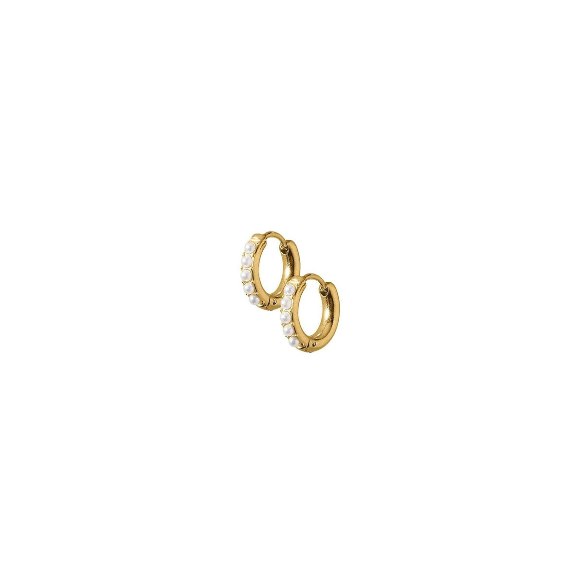 Huggie Earrings - Scarlett Hoop Gold 8mm Pearl