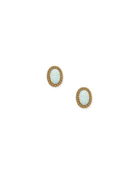 Luna Opal White Screwback Stud Earrings