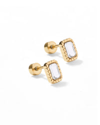 Madison Gold Clear Screwback Stud Earrings