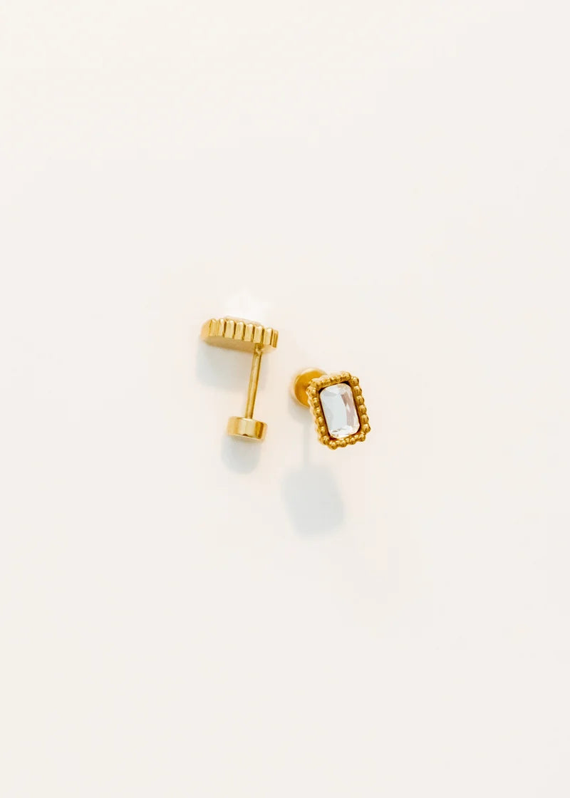 Madison Gold Clear Screwback Stud Earrings