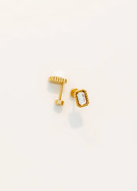 Madison Gold Clear Screwback Stud Earrings