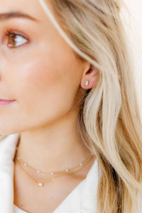 Madison Gold Clear Screwback Stud Earrings