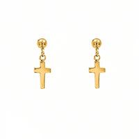 Millie Cross Gold Screwback Stud Earrings