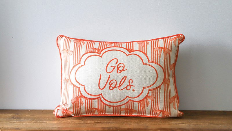 Go Vols Bow Pattern + Piping Pillow