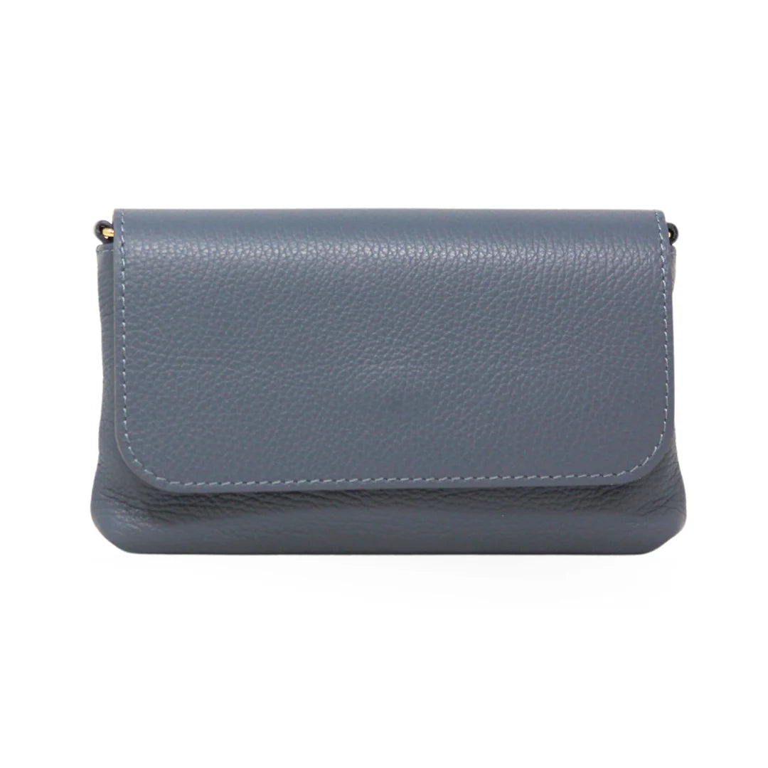 German Fuentes Leather Crossbody Clutch - Denim Blue