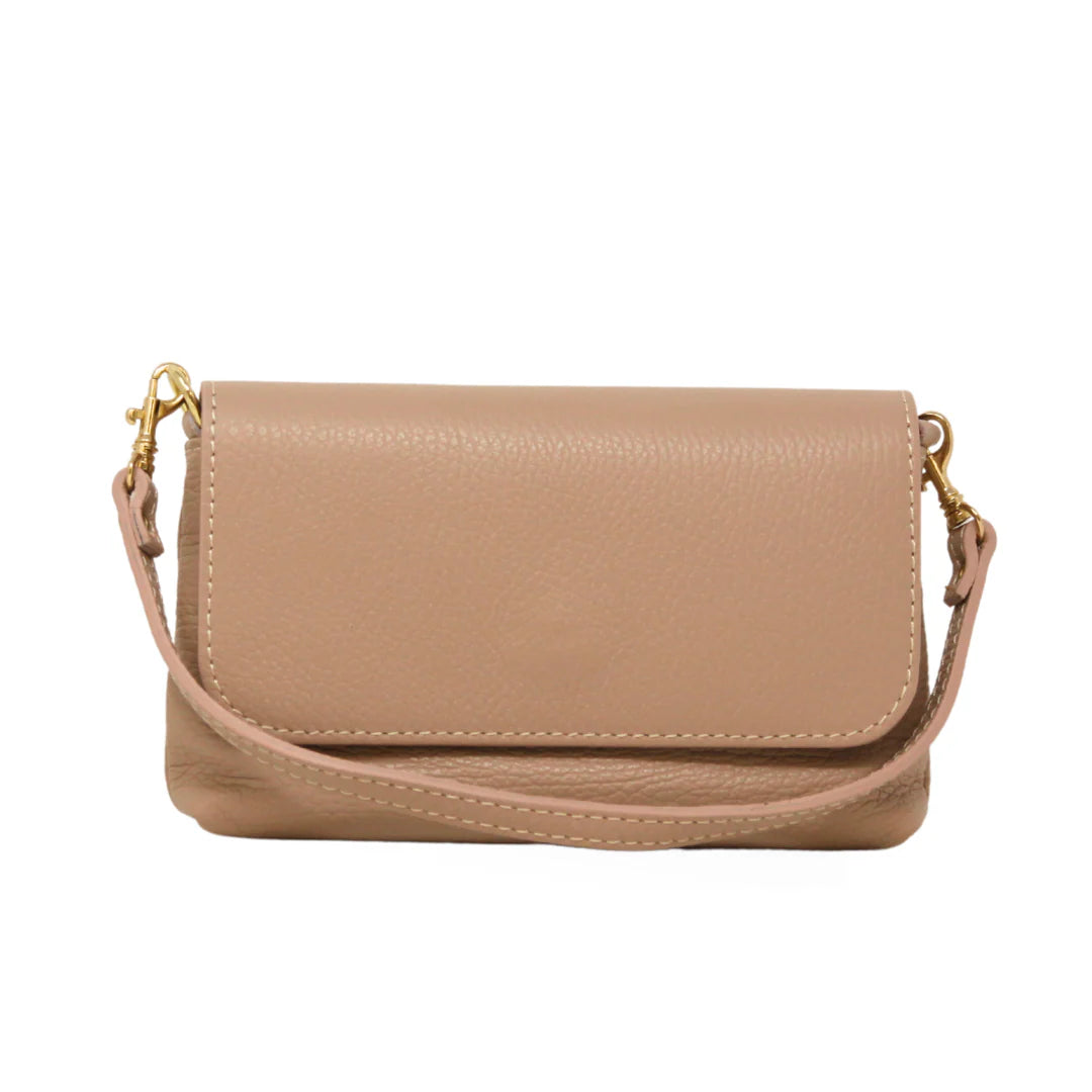 German Fuentes Leather Crossbody Clutch - Nude
